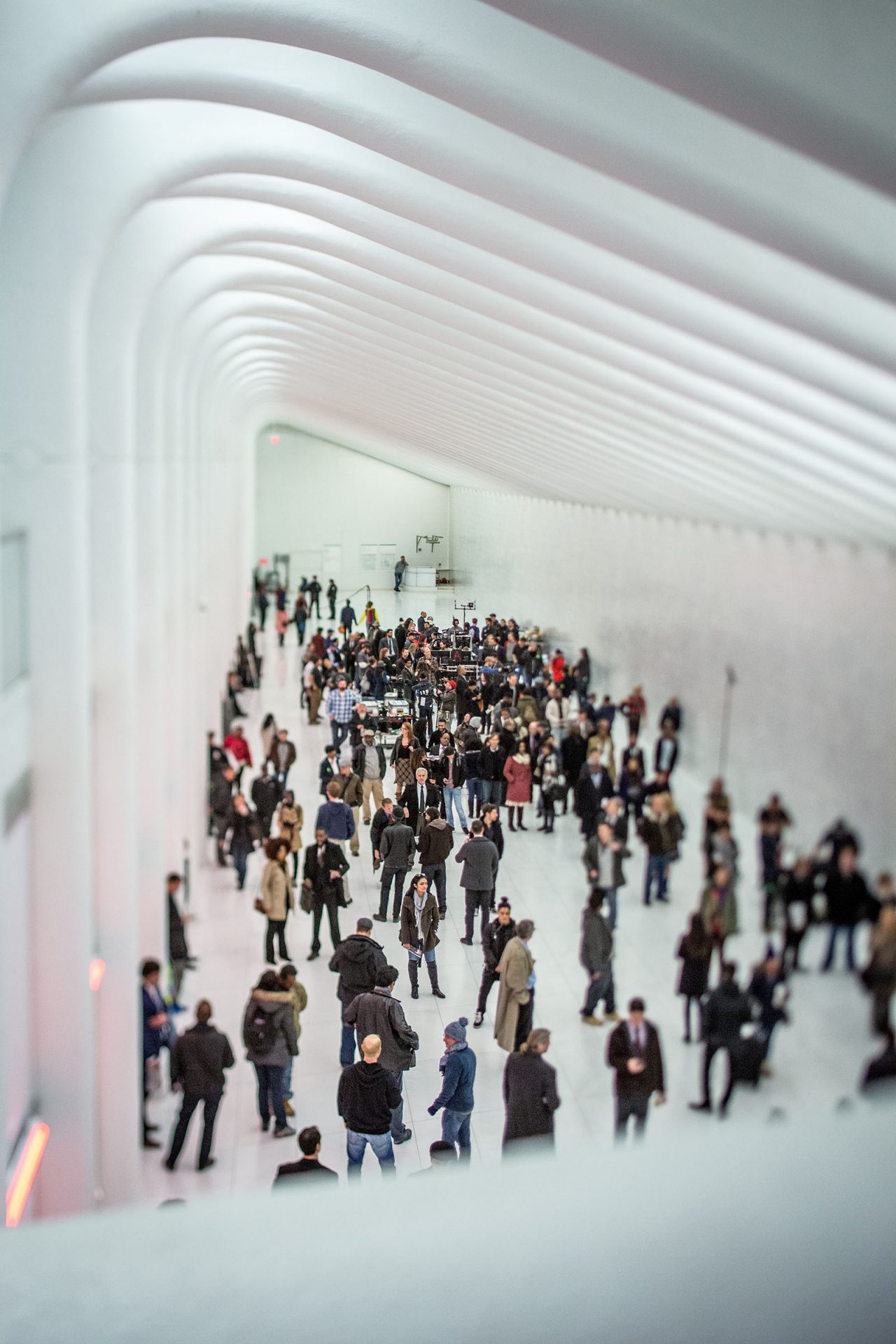 A movie filming inside the World Trade Center Oculus