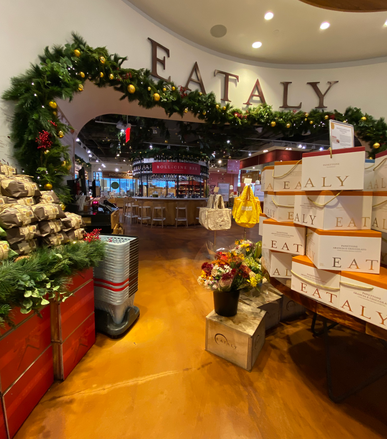 holiday decorations at eataly